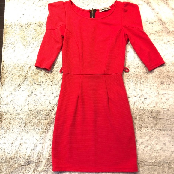 Mystic Red Dress with Ruched Shoulder detail SZ XS - Picture 4 of 8